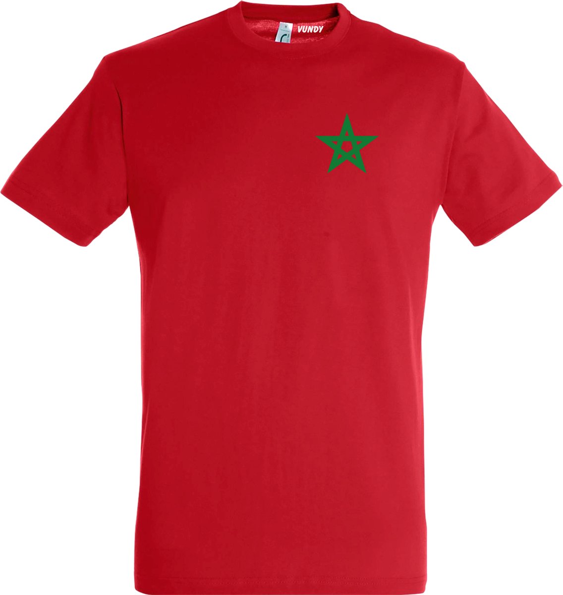 T-shirt Ster Marokko Klein | Rood Marokko Shirt | WK 2022 Voetbal | Morocco Supporter | Rood | maat XS